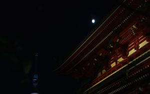 Превью обои пагода, башня, здания, луна, ночь, архитектура, азия