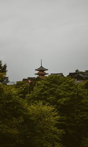 Превью обои пагода, деревья, архитектура, префектура киото, япони