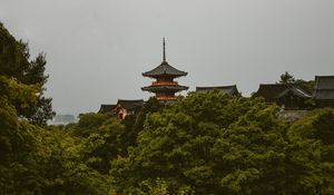 Превью обои пагода, деревья, архитектура, префектура киото, япони