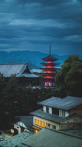 Превью обои пагода, дома, крыши, здания, архитектура, япония