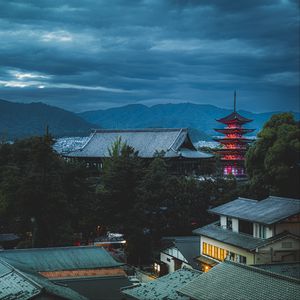 Превью обои пагода, дома, крыши, здания, архитектура, япония