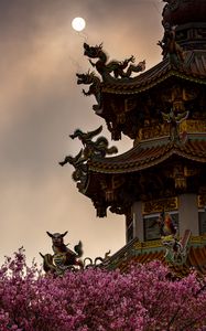 Превью обои пагода, крыша, драконы, азия, архитектура