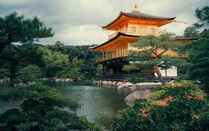 Превью обои пагода, пруд, архитектура, япония
