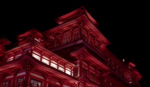 Превью обои пагода, здание, архитектура, ночь, красный