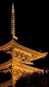 Превью обои пагода, здание, темнота