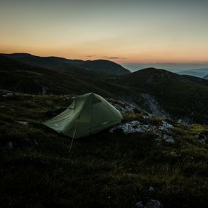 Превью обои палатка, горы, рассвет