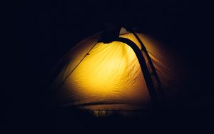 Превью обои палатка, кемпинг, ночь, лес
