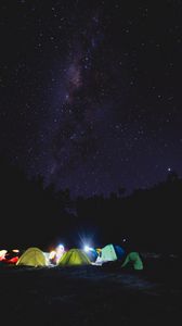 Превью обои палатка, кемпинг, звездное небо, палатки, ночь