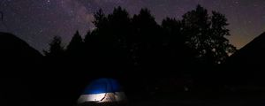 Превью обои палатка, кемпинг, звезды, небо, ночь, темный