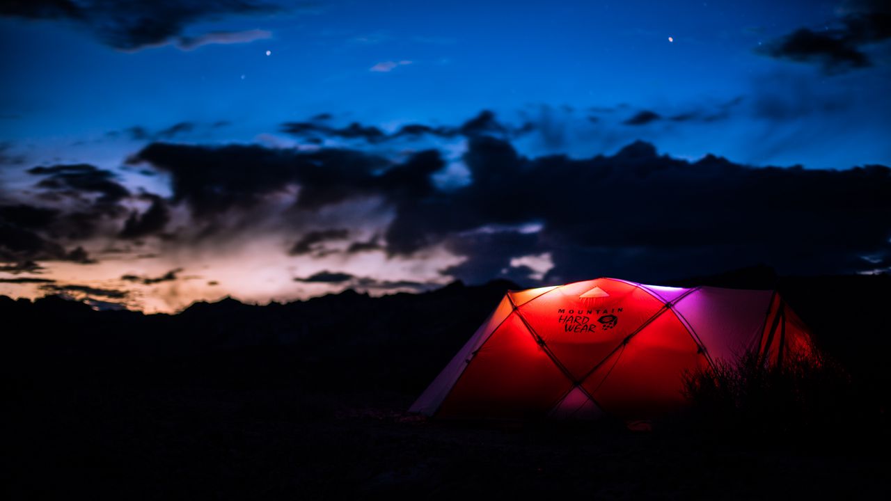 Обои палатка, ночь, кемпинг, небо