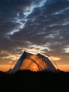 Превью обои палатка, вечер, облака