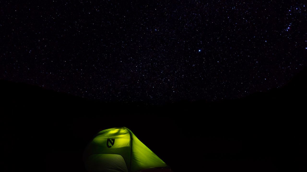 Обои палатка, звездное небо, звезды, ночь, кемпинг