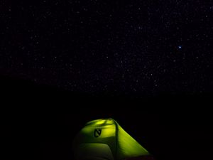 Превью обои палатка, звездное небо, звезды, ночь, кемпинг