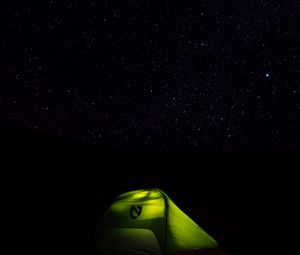 Превью обои палатка, звездное небо, звезды, ночь, кемпинг