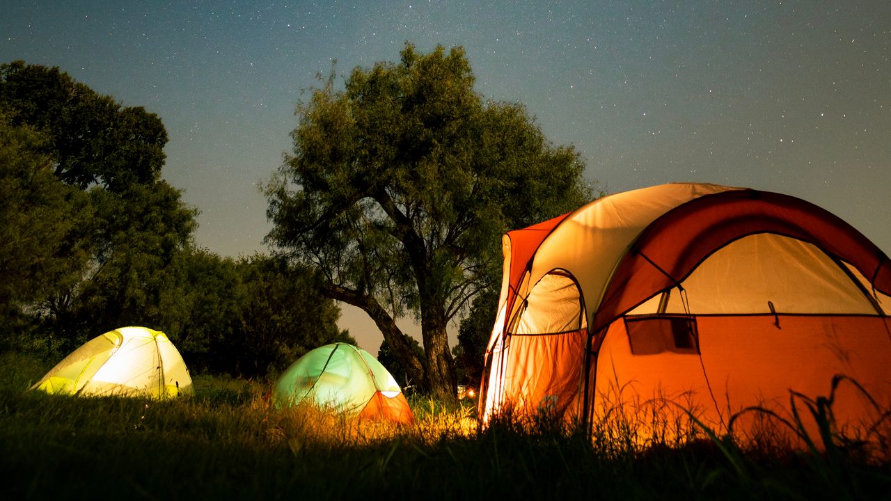 Обои палатки, кемпинг, ночь, природа, темный