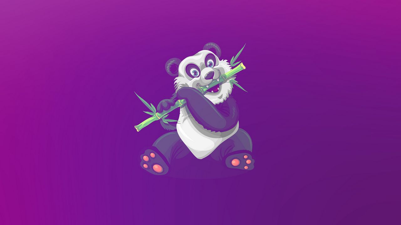 Обои панда, арт, бамбук, милый