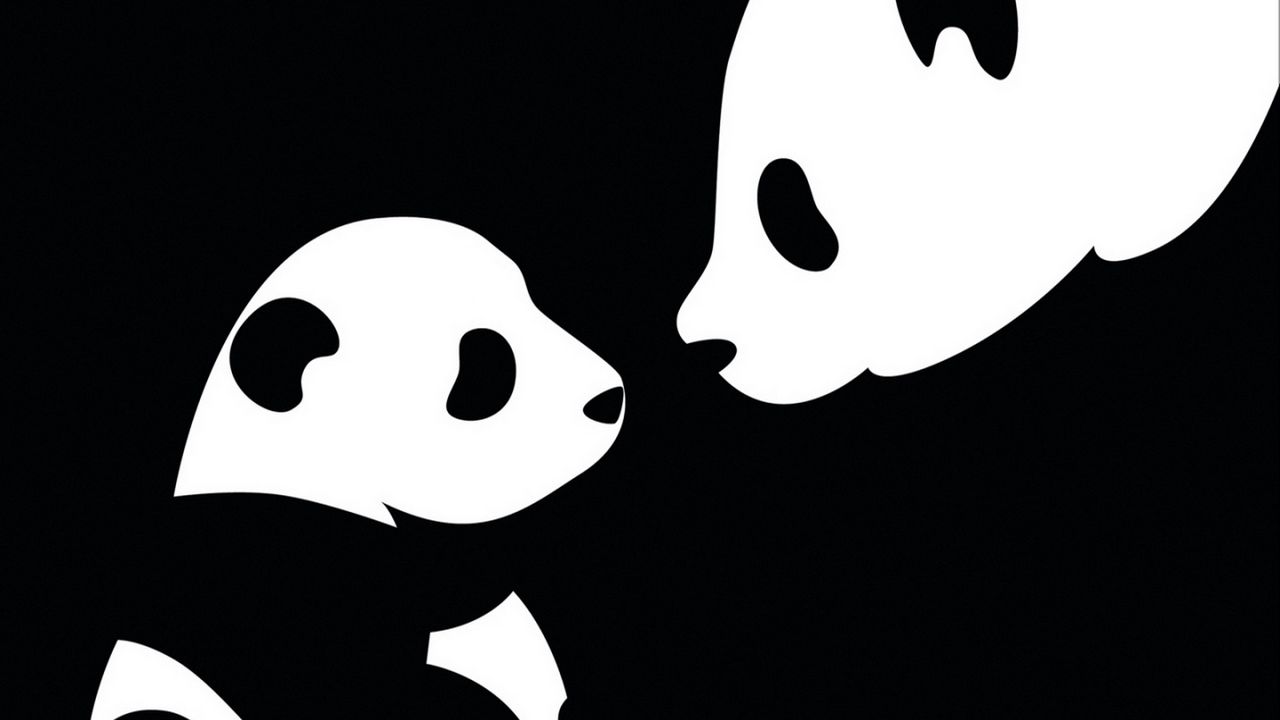 Обои панда, рисунок, черный, белый