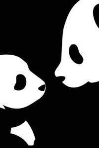 Превью обои панда, рисунок, черный, белый