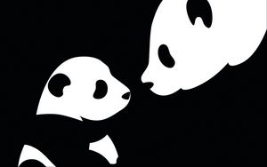 Превью обои панда, рисунок, черный, белый