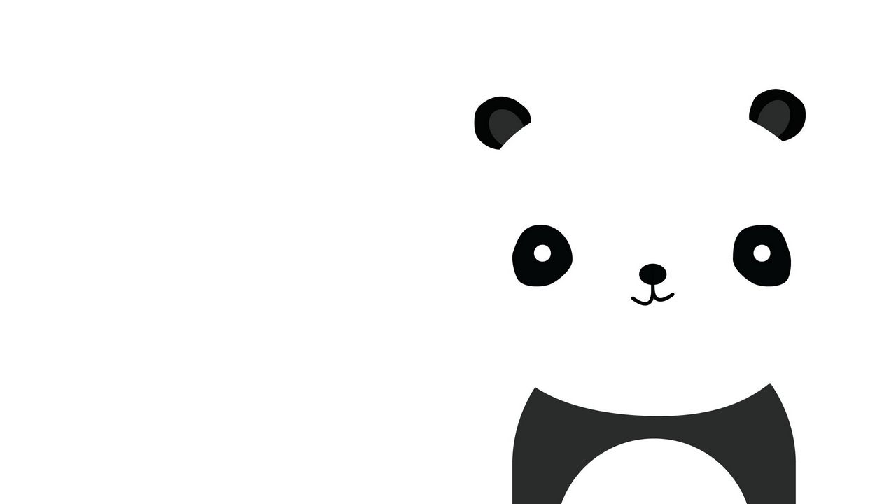 Обои панда, улыбка, белый, чёрный, минимализм