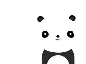 Превью обои панда, улыбка, белый, чёрный, минимализм
