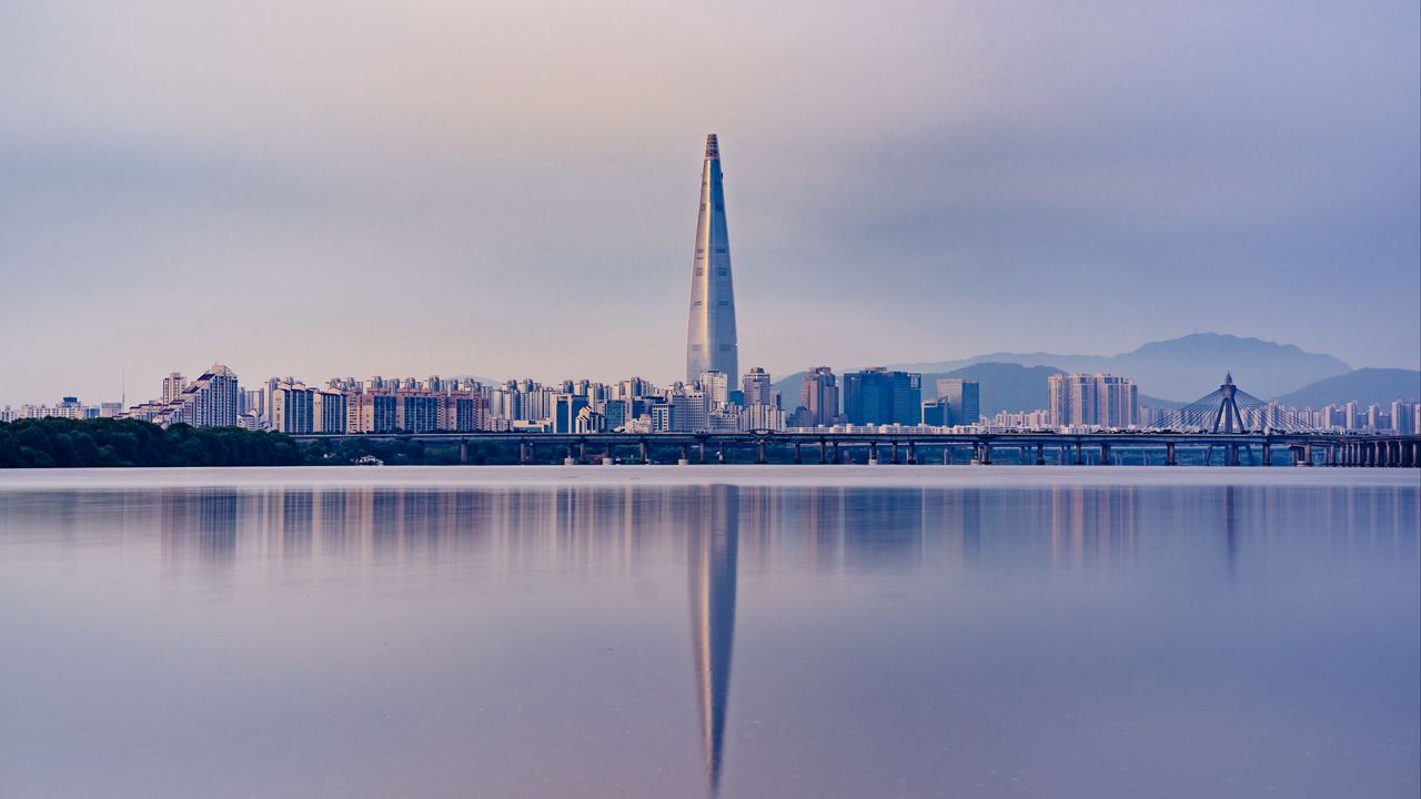 Обои панорама, небоскреб, сеул, южная корея