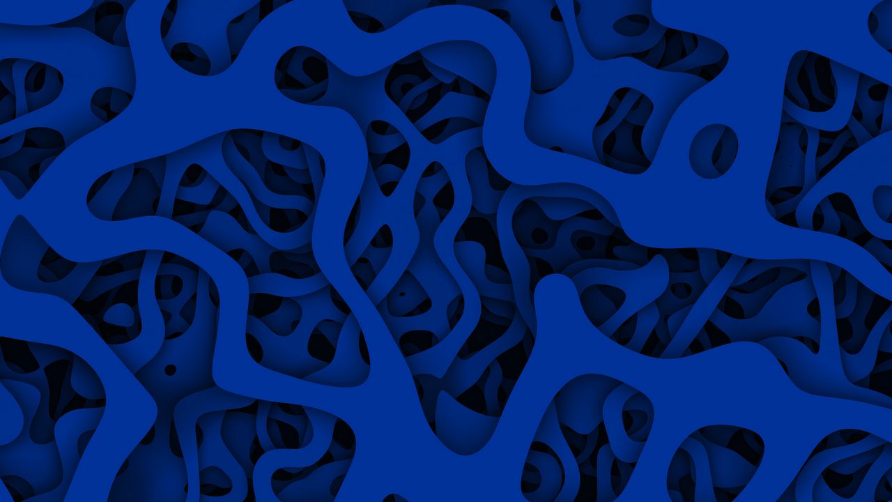 Обои paper cut, синий, структура, формы, объем