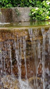 Превью обои папоротник, водопад, уступ, каменный