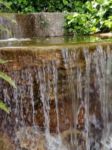 Превью обои папоротник, водопад, уступ, каменный