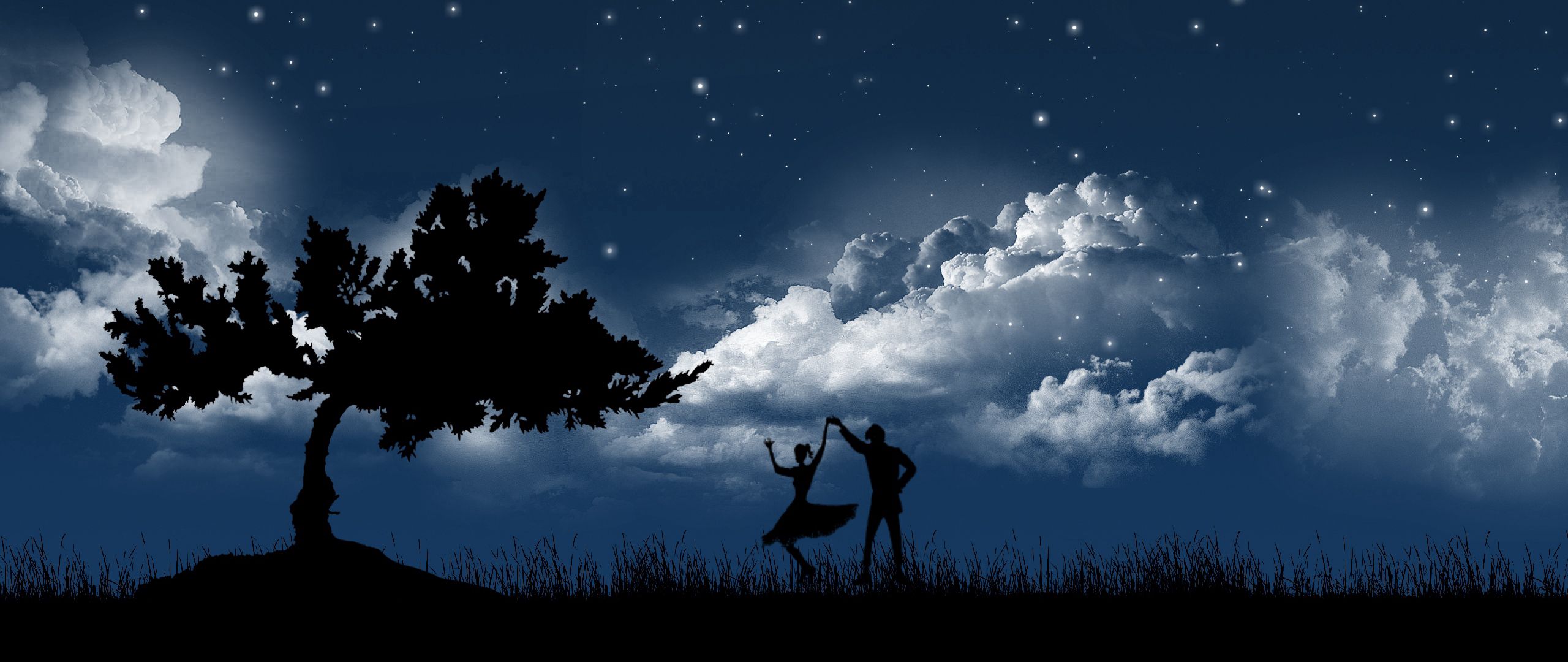 Песня ночи половина. Ночное небо силуэт. Силуэт человека и звездное небо. Силуэт под деревом. Звёздная ночь и силуэт.