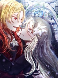 Превью обои пара, взгляд, аниме, арт