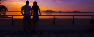 Превью обои пара, закат, море, небо