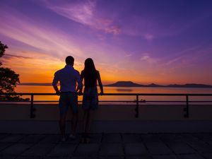 Превью обои пара, закат, море, небо