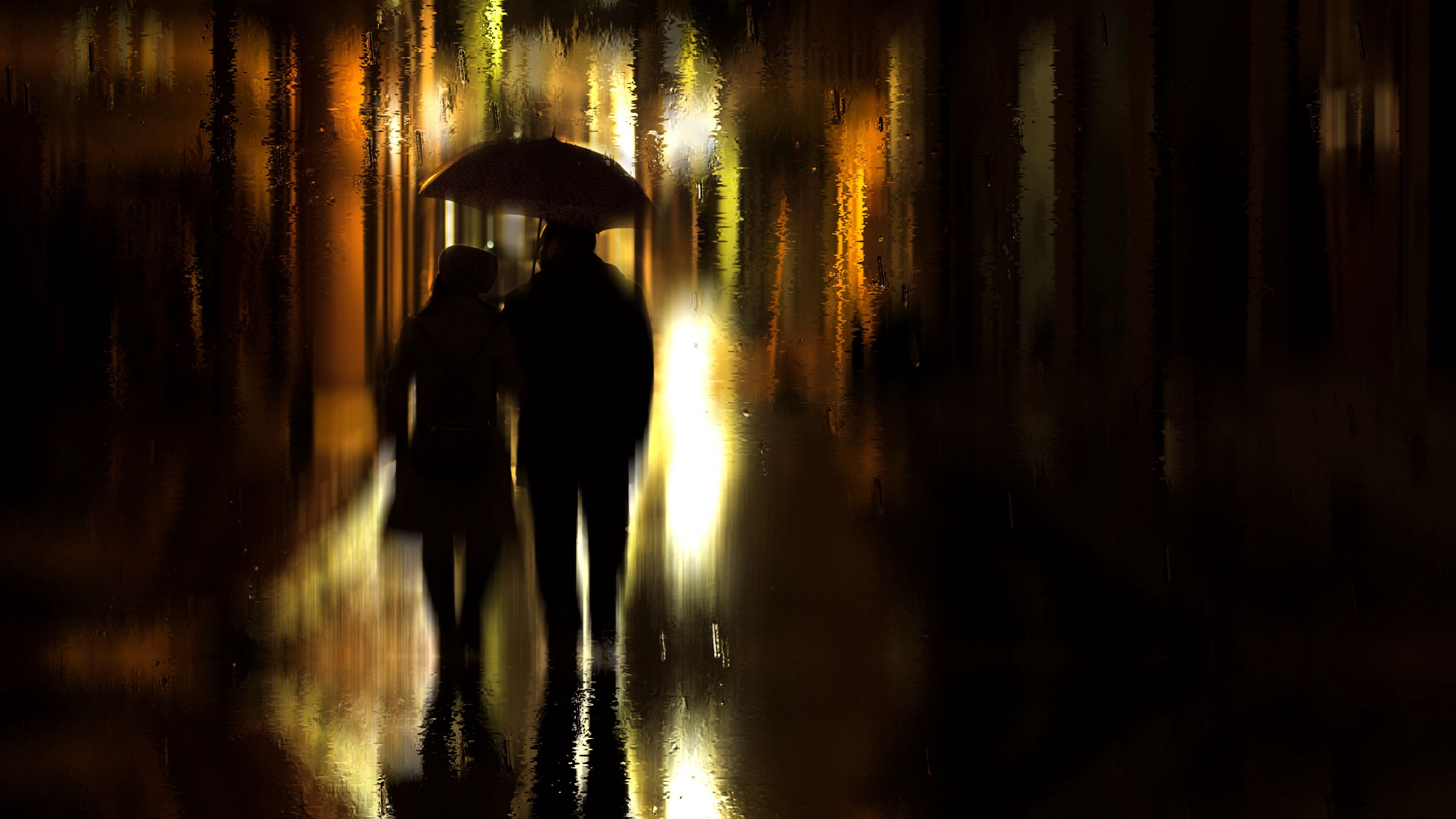 Если дождь всю ночь напролет. Walking in the Night Rain anime. Couple in Japan Rain.