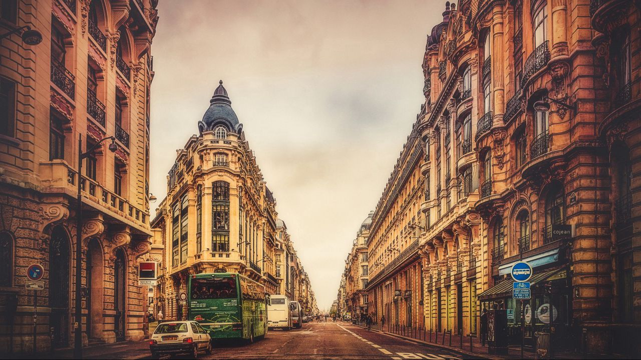 Обои париж, франция, здания, небо, улица
