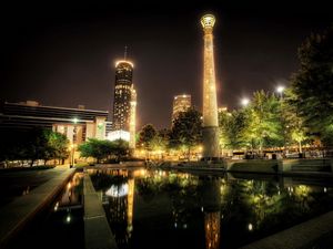 Превью обои парк, сша, centennial atlanta, ночь, hdr