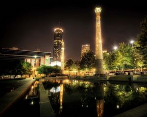 Превью обои парк, сша, centennial atlanta, ночь, hdr