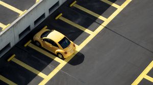Превью обои парковка, авто, минимализм, желтый