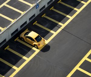 Превью обои парковка, авто, минимализм, желтый