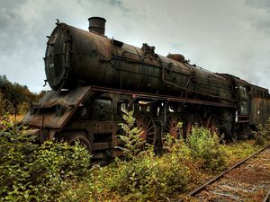 Превью обои паровоз, старый, железная дорога