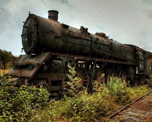 Превью обои паровоз, старый, железная дорога