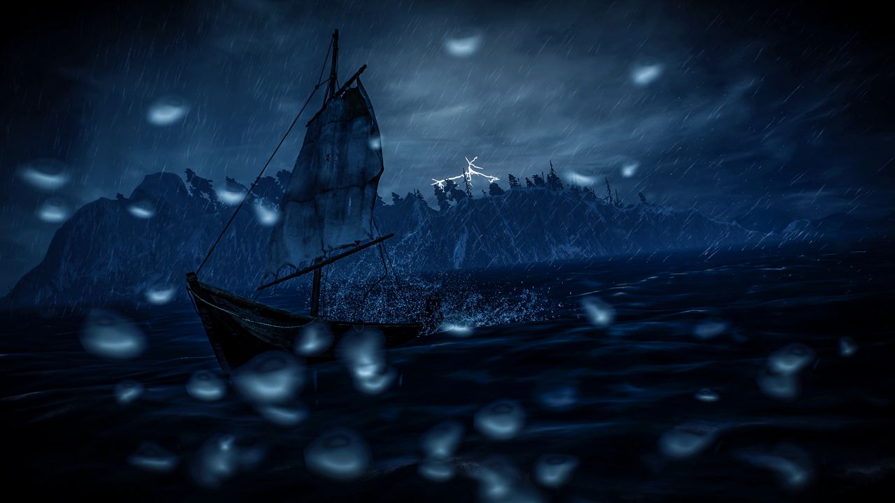 Обои парус, лодка, буря, шторм, темный