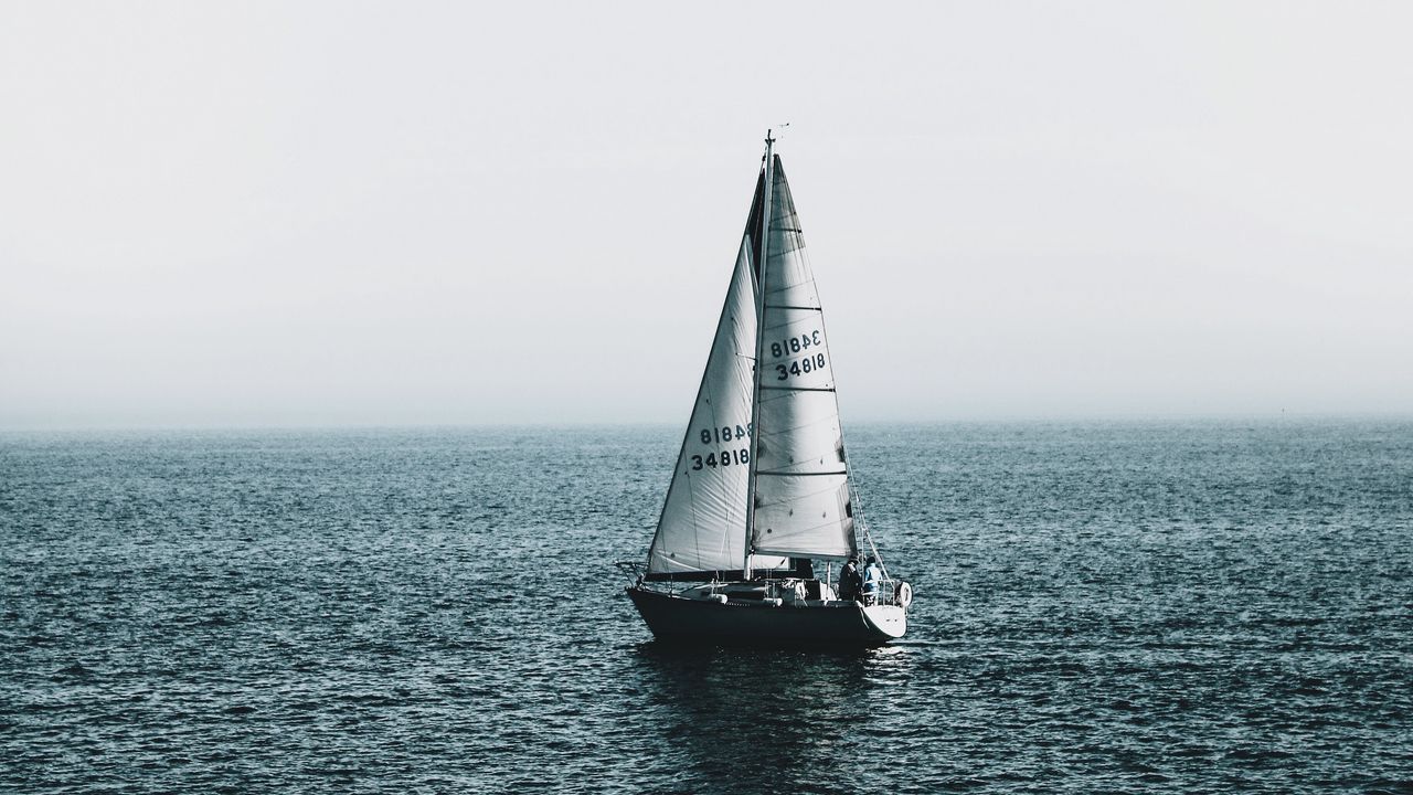 Обои парус, лодка, море, рябь