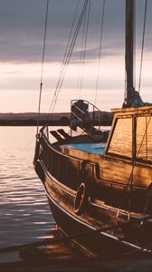 Превью обои парусная лодка, закат, море