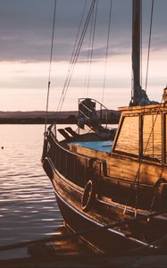Превью обои парусная лодка, закат, море