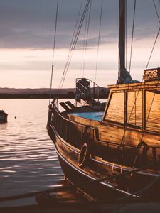 Превью обои парусная лодка, закат, море