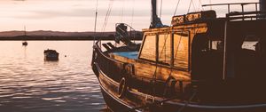 Превью обои парусная лодка, закат, море