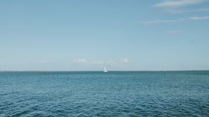 Превью обои парусник, горизонт, море, небо