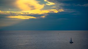 Превью обои парусник, горизонт, море, вода