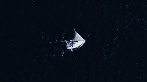 Превью обои парусник, лодка, море, вид сверху